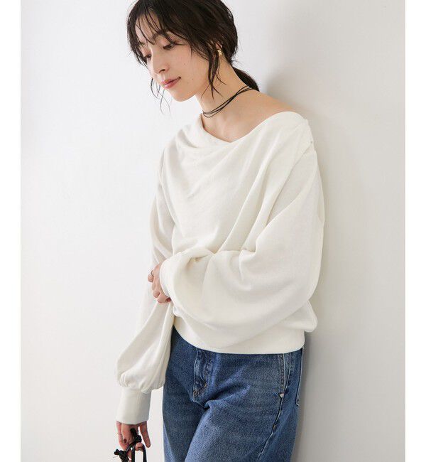 VIS「ワンポイント刺繍入りドレープスウェットプルオーバー」|スウェット・ジャージ|