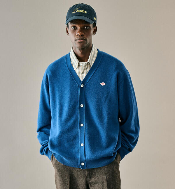 DANTON「DANTON | ラムウール Vネックニットカーディガン MEN」|ニット・セーター|BLUE