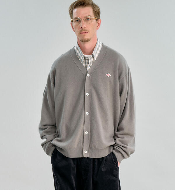DANTON「DANTON | ラムウール Vネックニットカーディガン MEN」|ニット・セーター|GREY系1