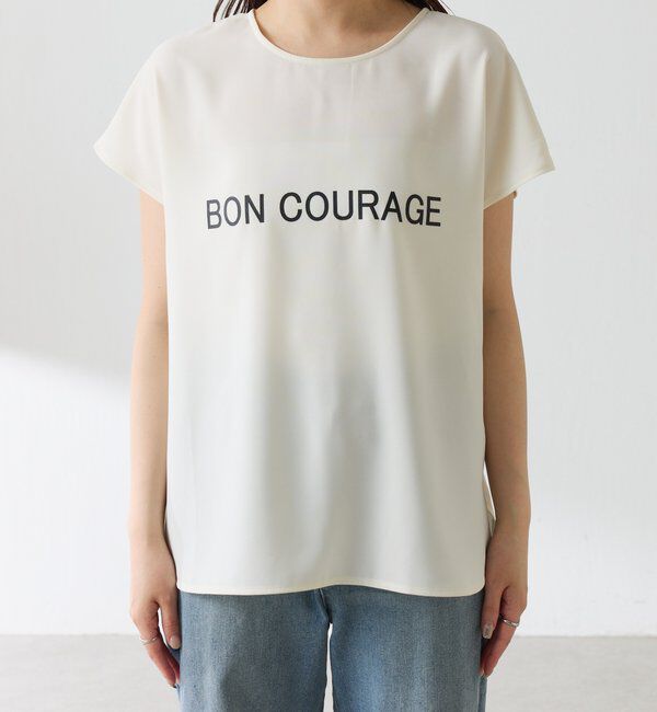  「【秋にも使える／前後２WAY 】ジョーゼットフレンチロゴTシャツ」|Tシャツ・カットソー|