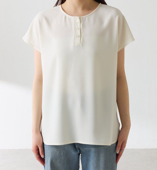  「【秋にも使える／前後２WAY 】ジョーゼットフレンチロゴTシャツ」|Tシャツ・カットソー|