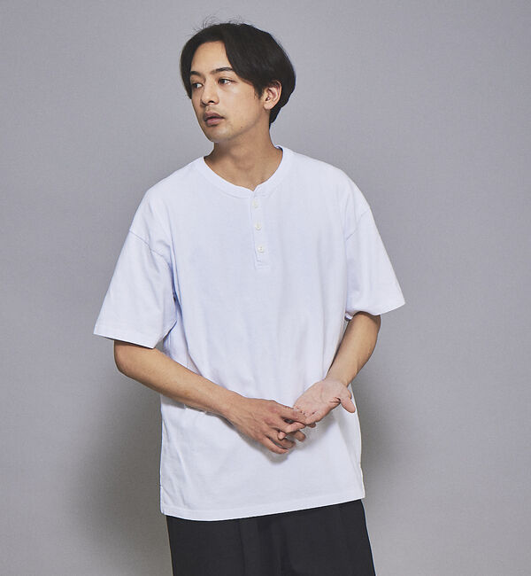 ABAHOUSE「【グッドウェア】USAコットン ヘンリーネック ショートスリーブ Tシャツ」|Tシャツ・カットソー|ホワイト