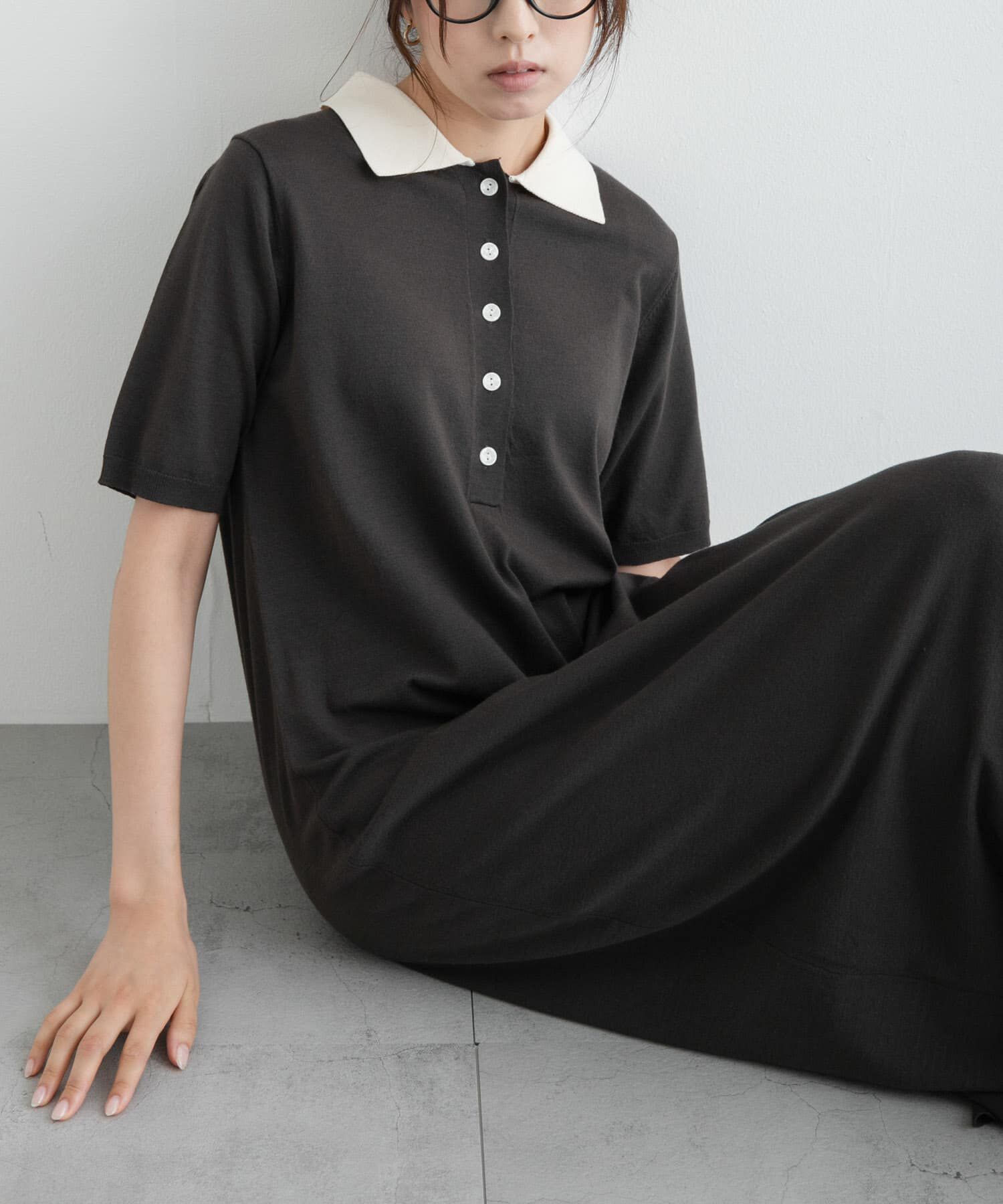 Sonny Label 「配色襟ニットポロワンピース」|ワンピース|