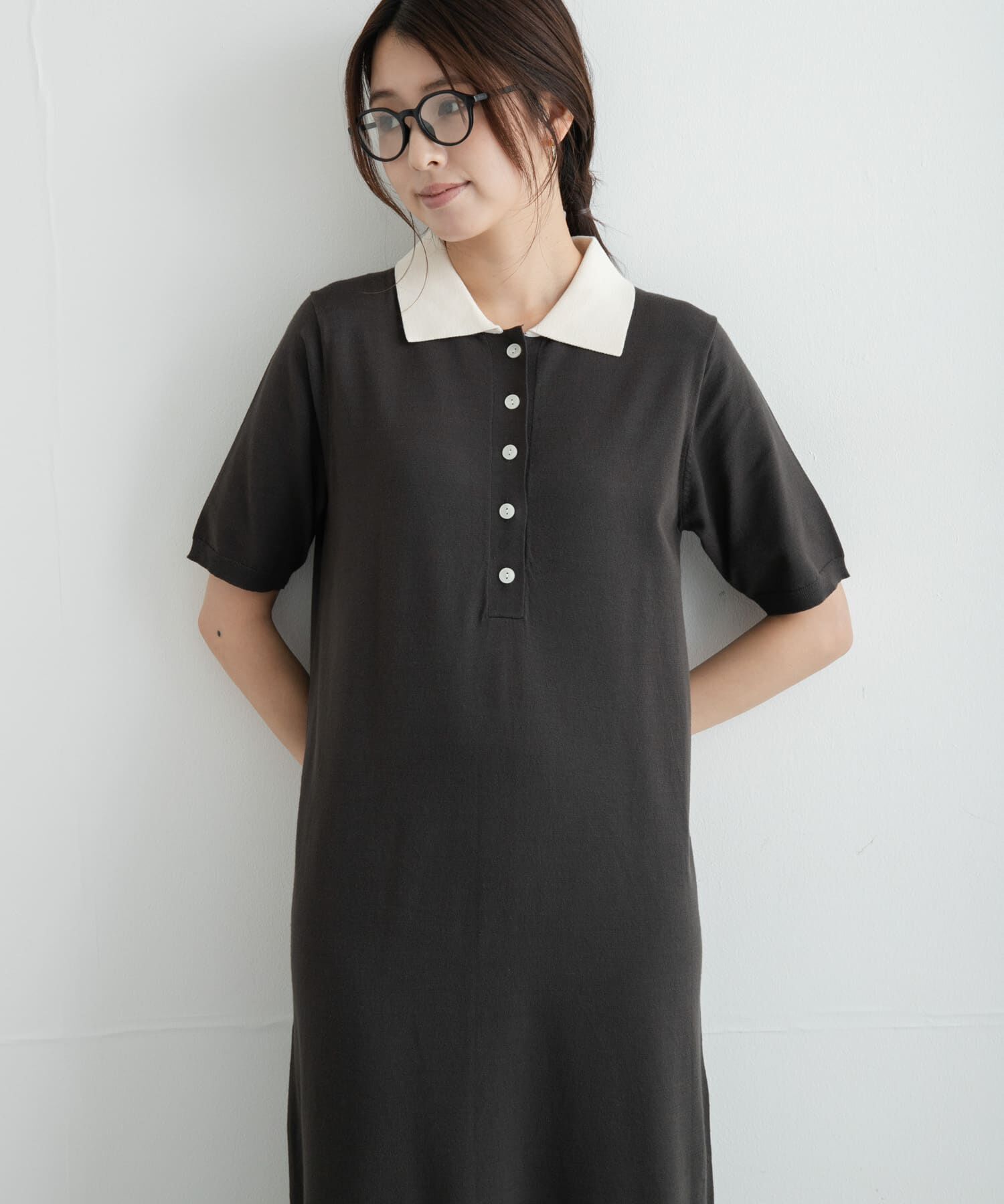 Sonny Label 「配色襟ニットポロワンピース」|ワンピース|