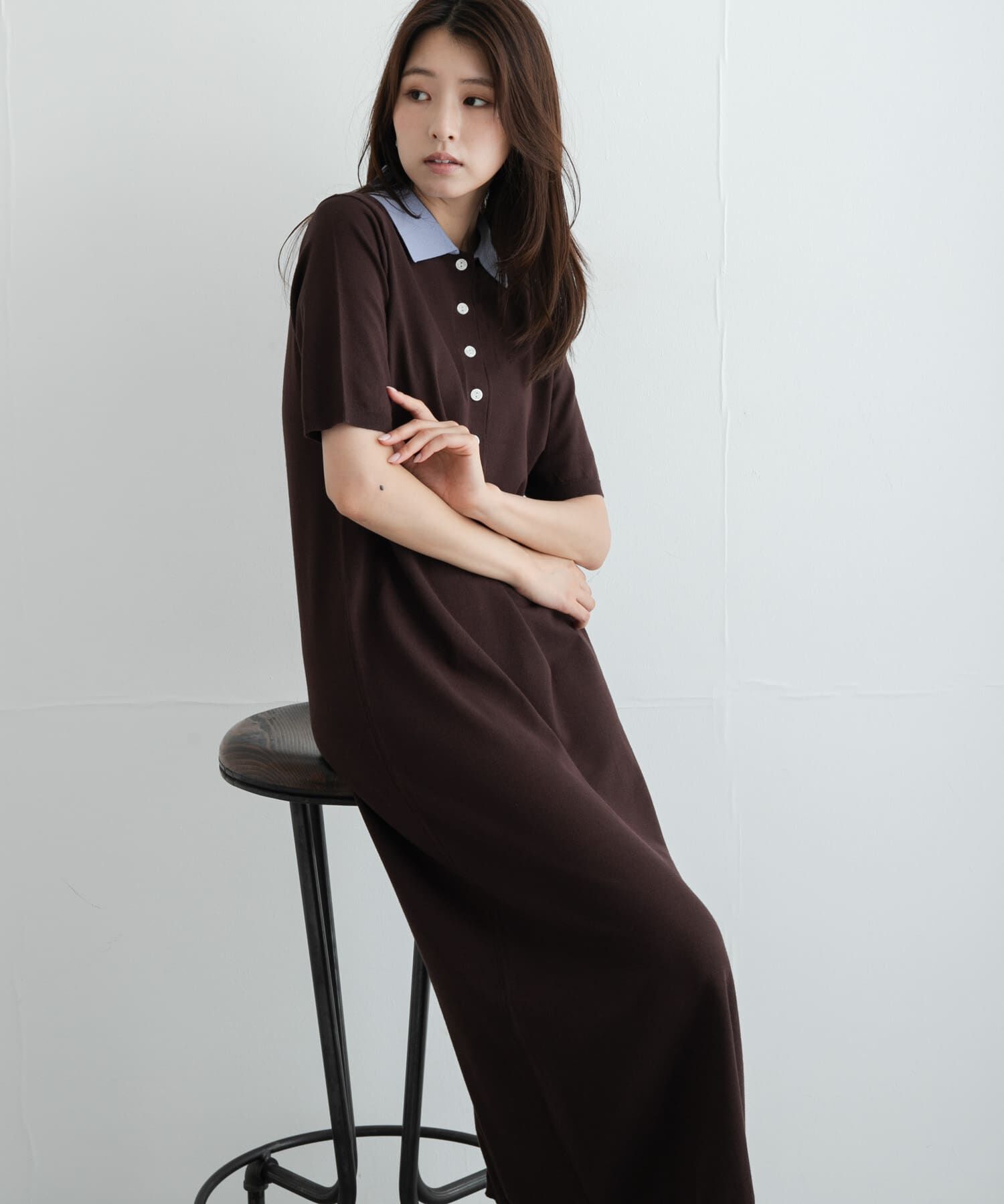 Sonny Label 「配色襟ニットポロワンピース」|ワンピース|