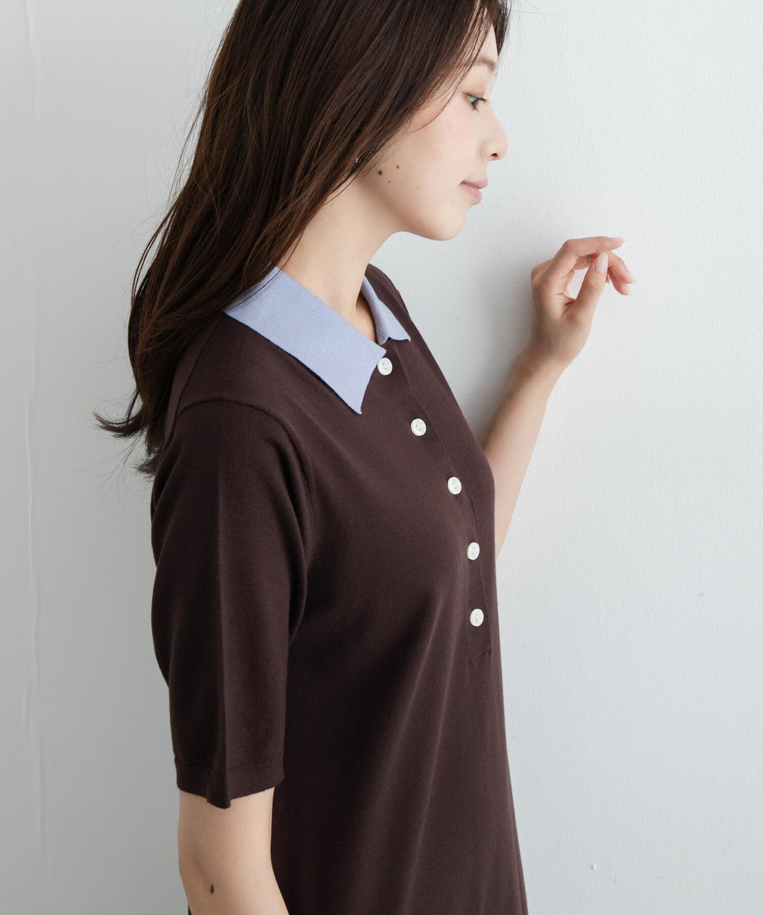 Sonny Label 「配色襟ニットポロワンピース」|ワンピース|
