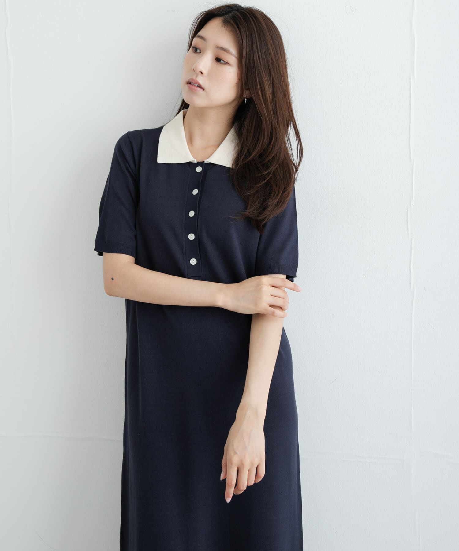 Sonny Label 「配色襟ニットポロワンピース」|ワンピース|
