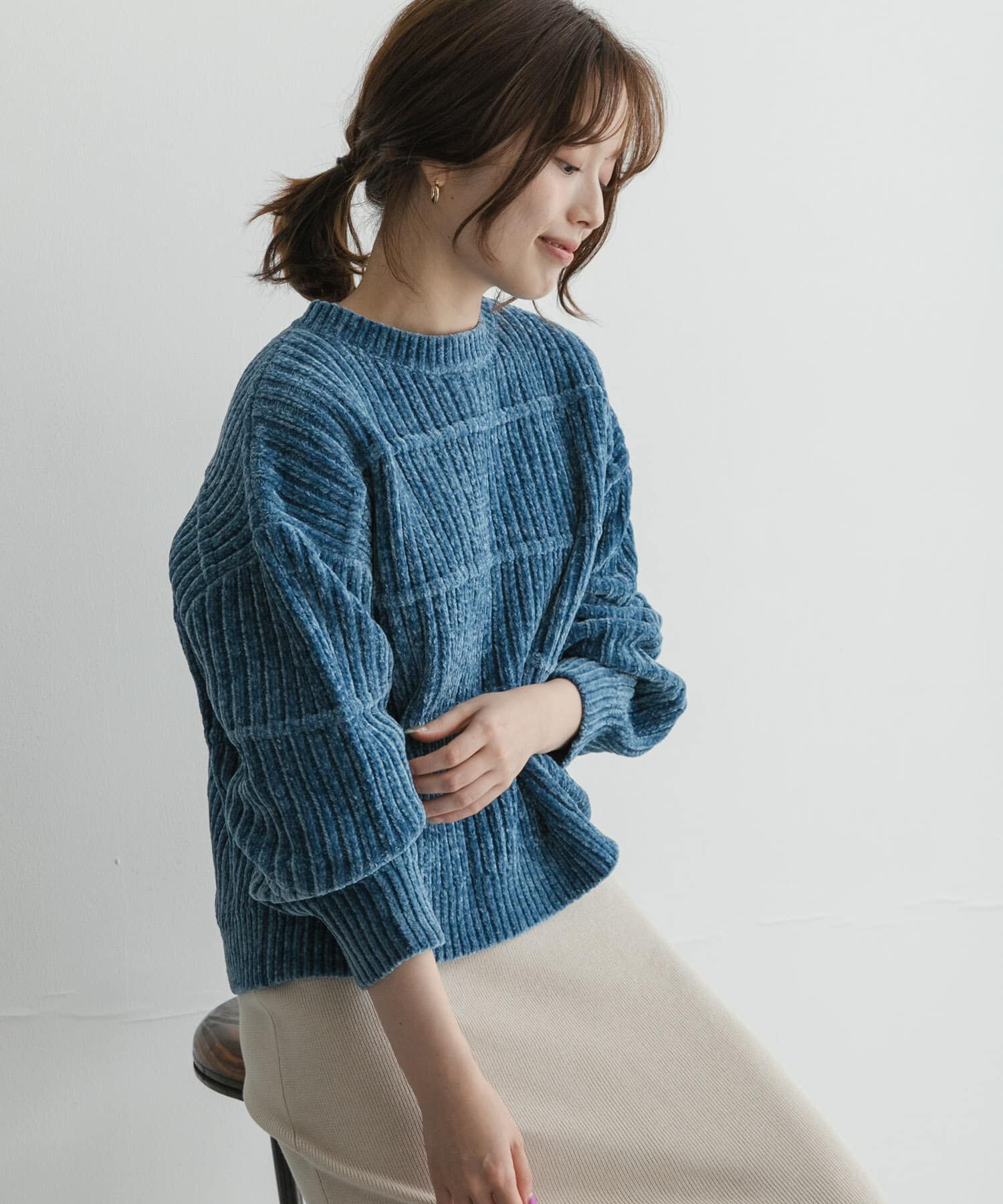 Sonny Label 「モールヤーンクルーネックニットプルオーバー」|ニット・セーター|ブルー