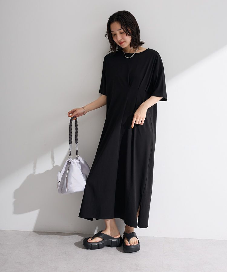 Green Parks「【適ON】半袖タックカットワンピース」|ワンピース|Black