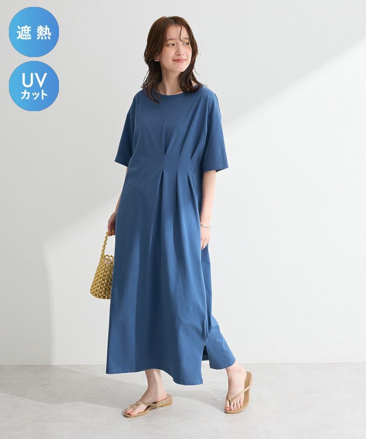 Green Parks「【適ON】半袖タックカットワンピース」|ワンピース|Deep blue