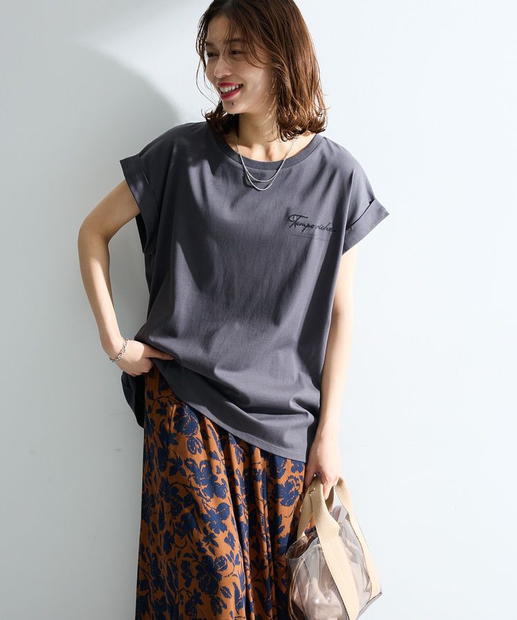 Green Parks「【適ON】汗染み防止フレンチロゴTシャツ」|Tシャツ・カットソー|Charcoal Gray