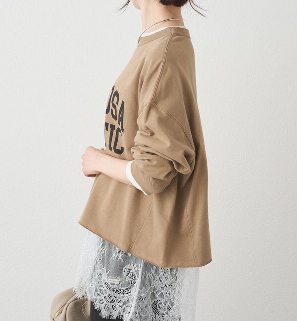  「レースヘムシアーワッフルカットソー」|Tシャツ・カットソー|