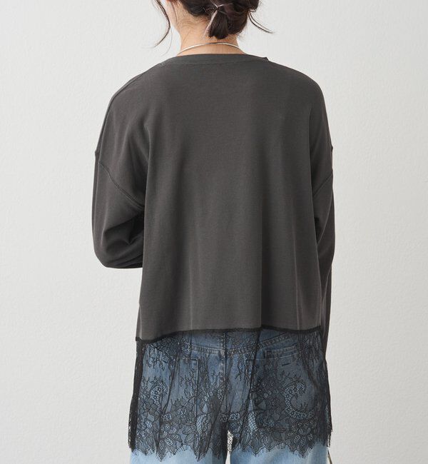  「レースヘムシアーワッフルカットソー」|Tシャツ・カットソー|