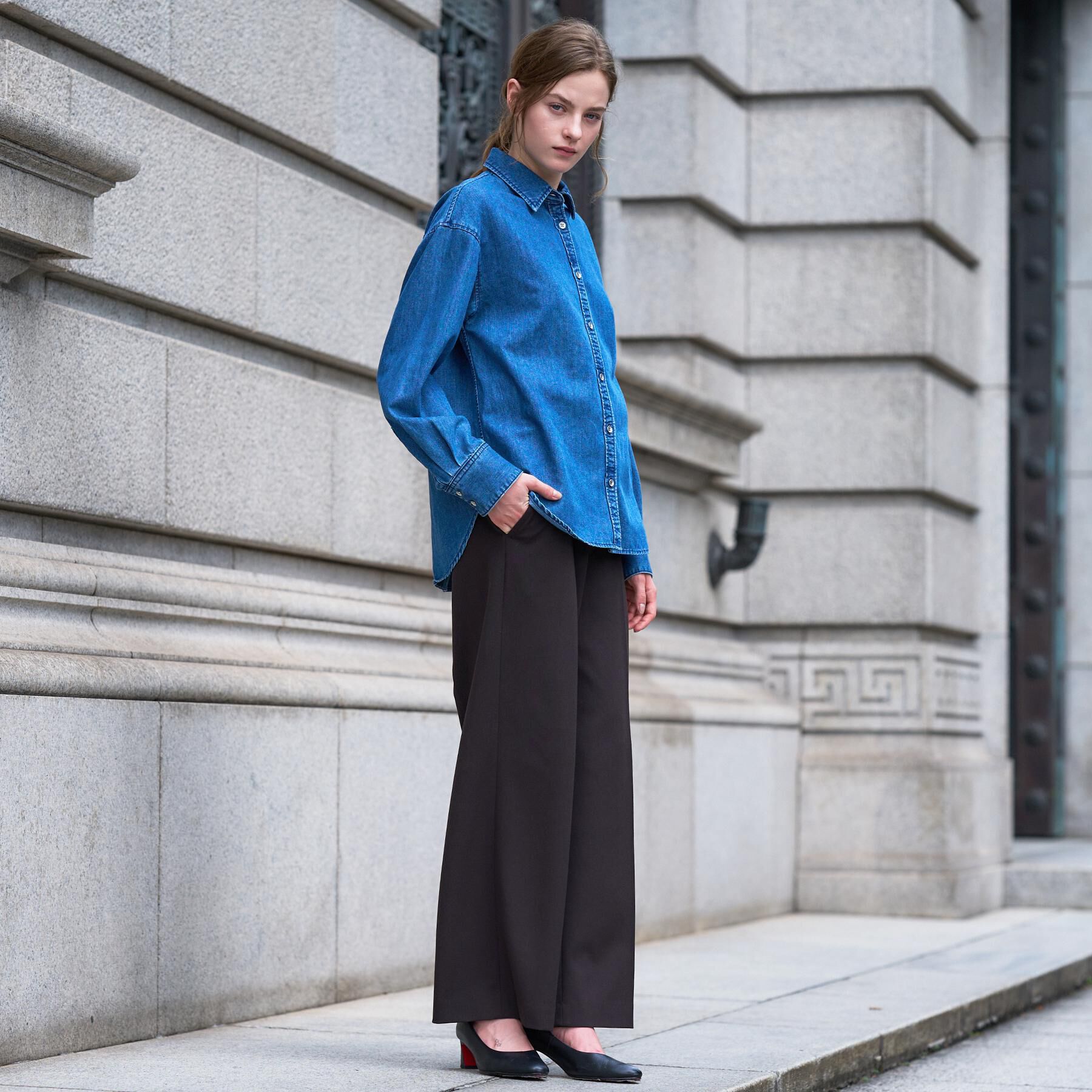 DRESSTERIOR「【取り外し可能】2WAYデニムボウタイシャツ」|シャツ・ブラウス|