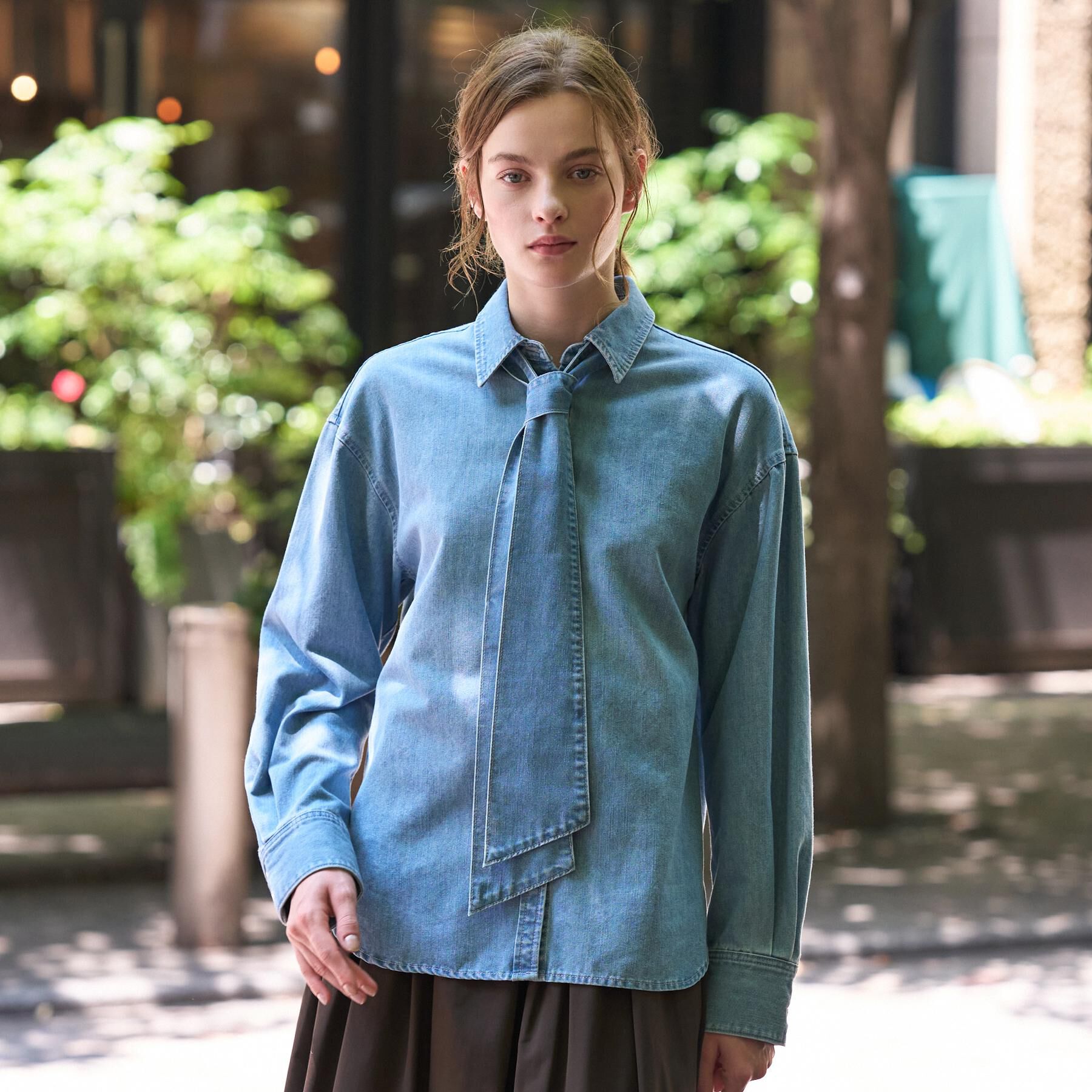 DRESSTERIOR「【取り外し可能】2WAYデニムボウタイシャツ」|シャツ・ブラウス|