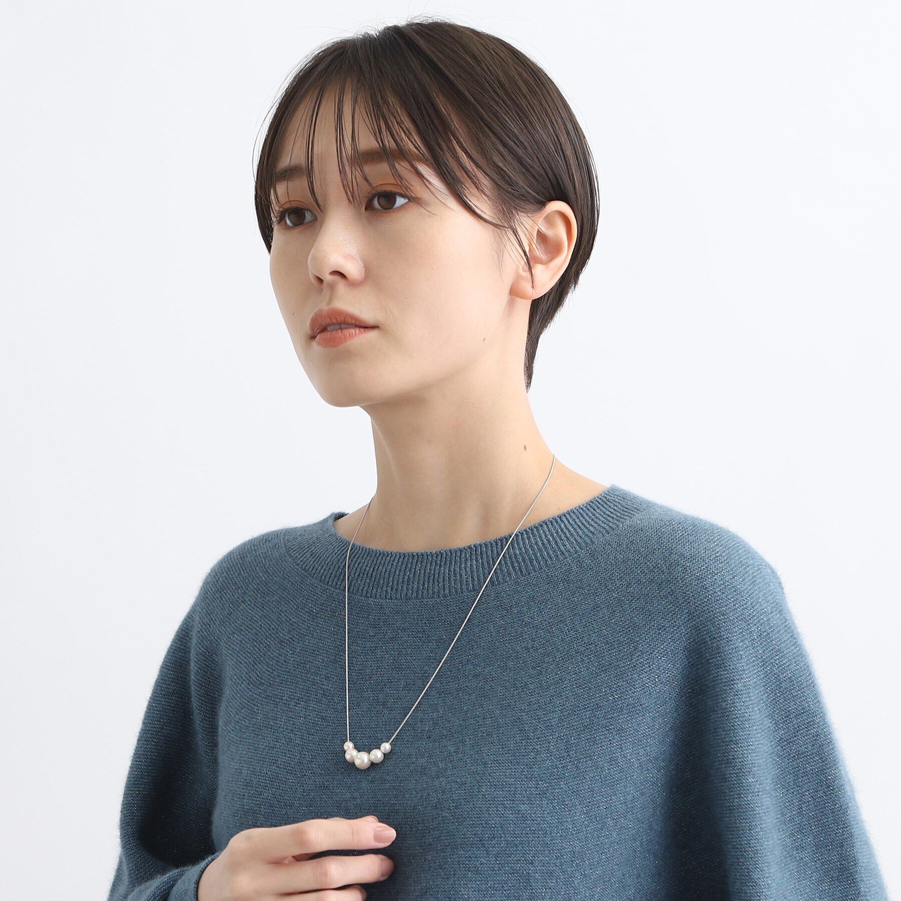 INDIVI「【セレモニーにおすすめ！】パール調トップネックレス」|ネックレス|