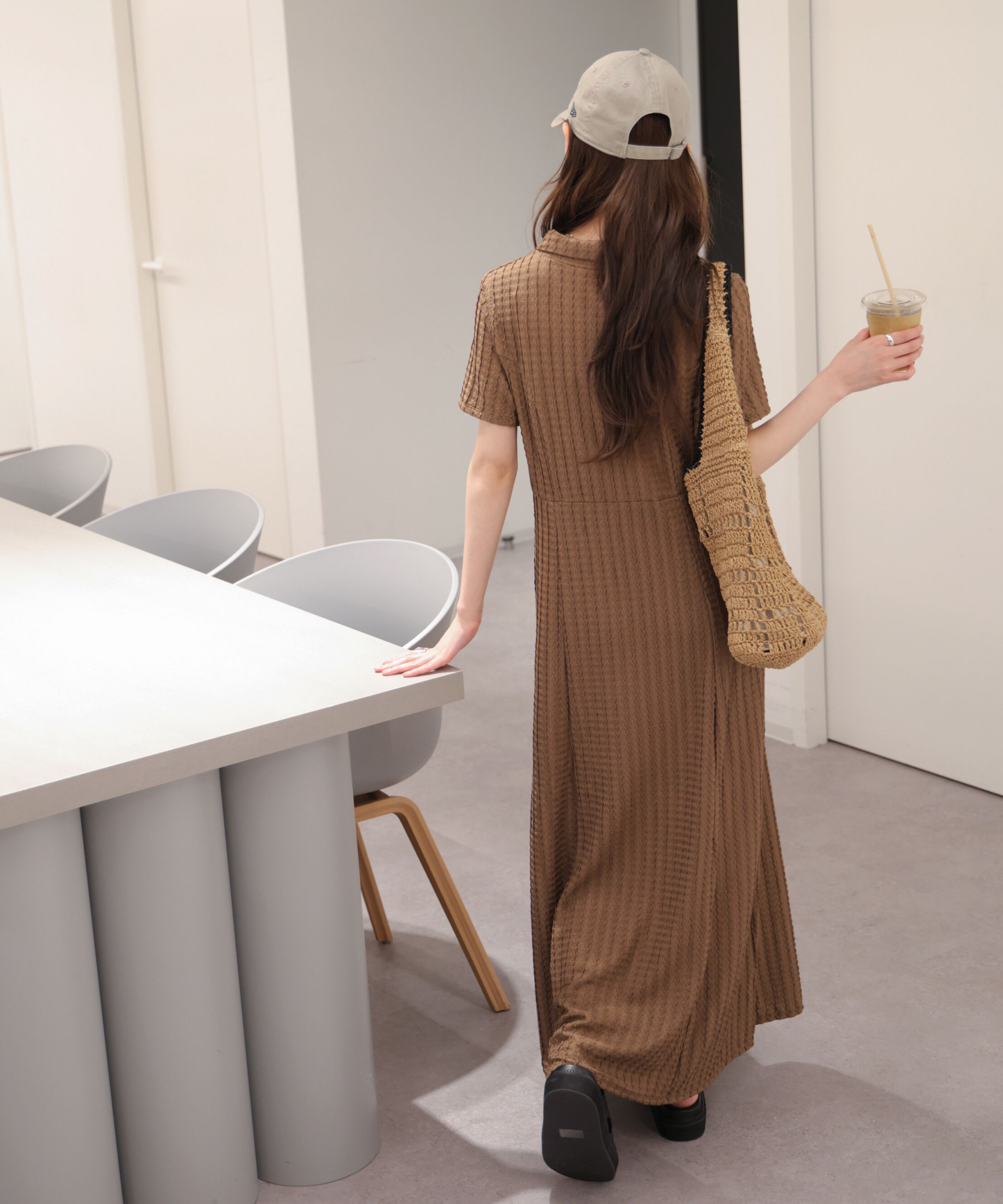  「金ボタンカットジャガードポロワンピース」|ワンピース|