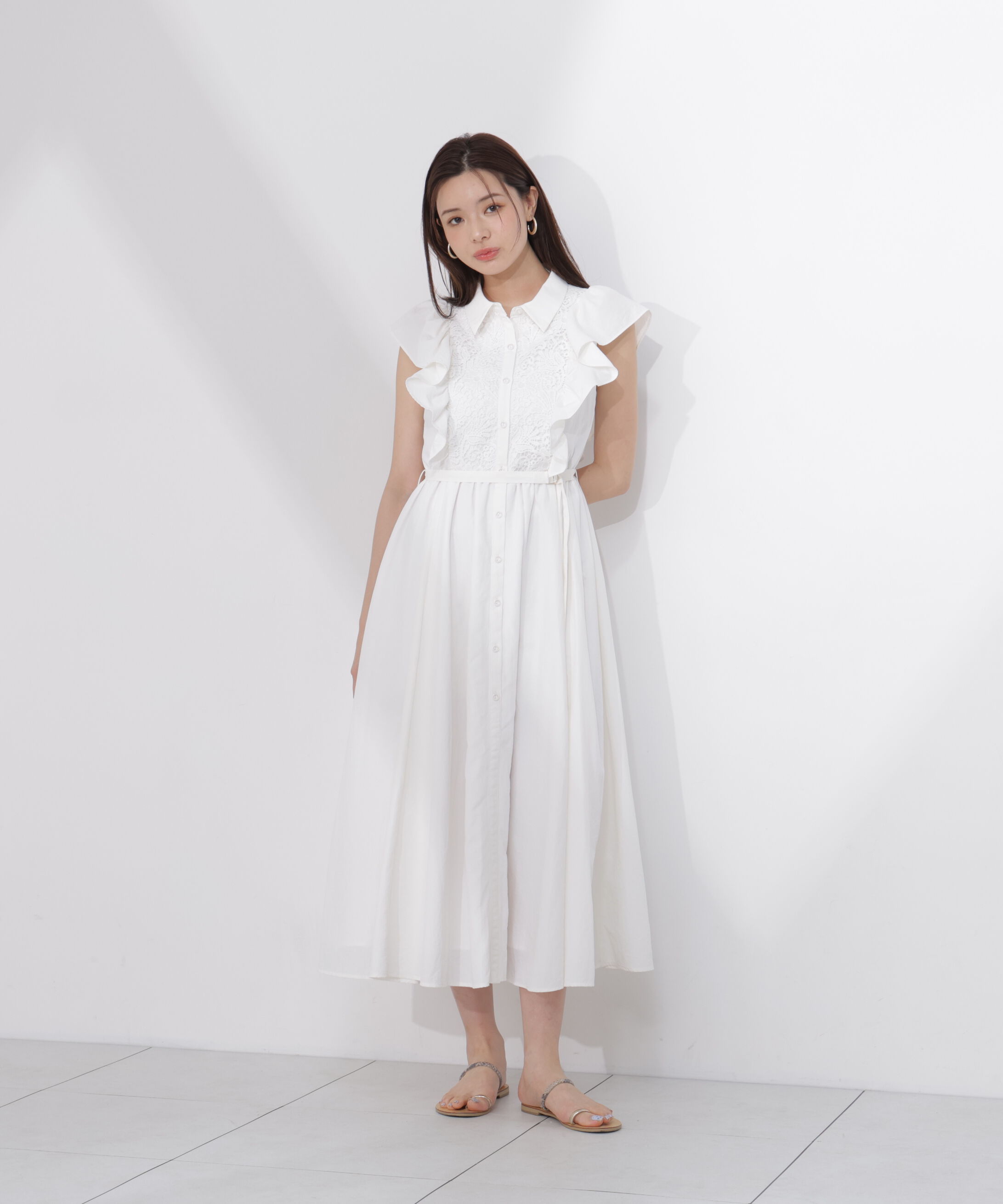 PROPORTION BODY DRESSING「＜中川紅葉さん着用＞フロントレースシャツワンピース」|ワンピース|
