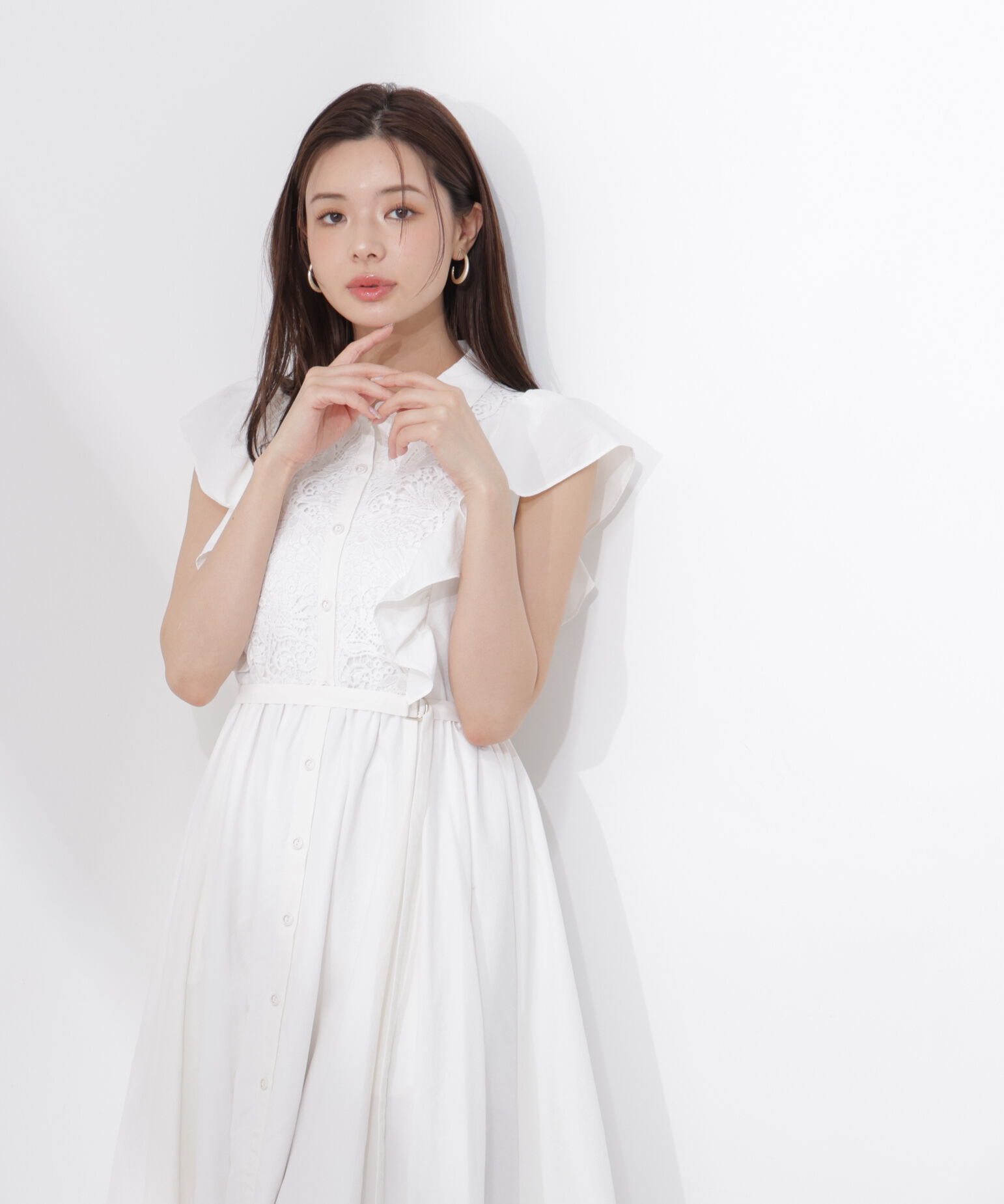 PROPORTION BODY DRESSING「＜中川紅葉さん着用＞フロントレースシャツワンピース」|ワンピース|