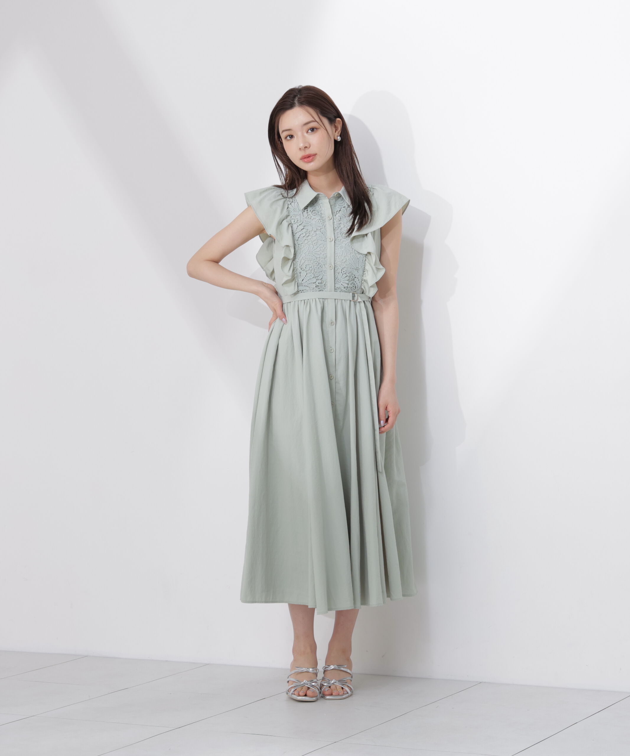 PROPORTION BODY DRESSING「＜中川紅葉さん着用＞フロントレースシャツワンピース」|ワンピース|