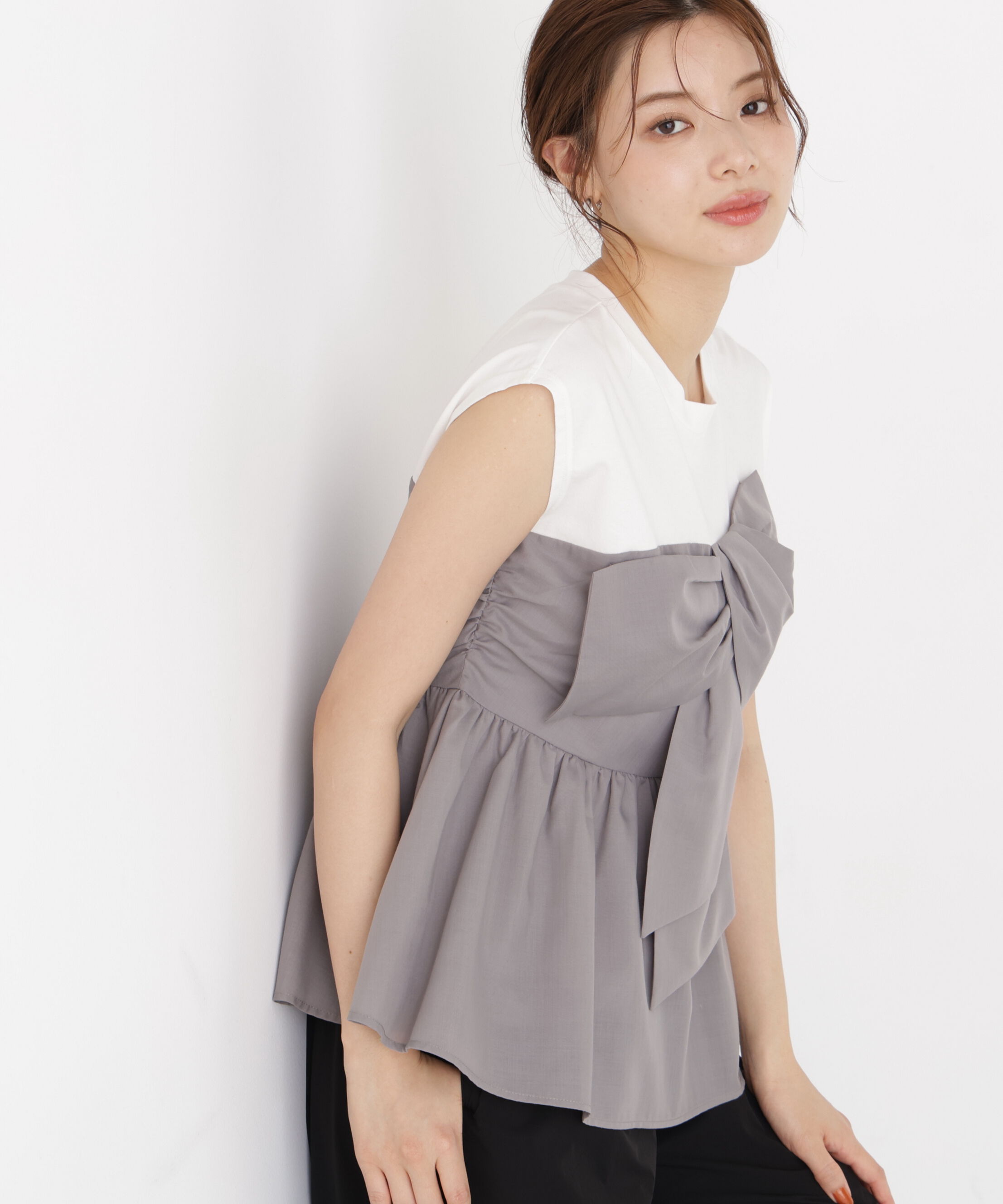 PROPORTION BODY DRESSING「フロントリボンドッキングカットソー」|Tシャツ・カットソー|