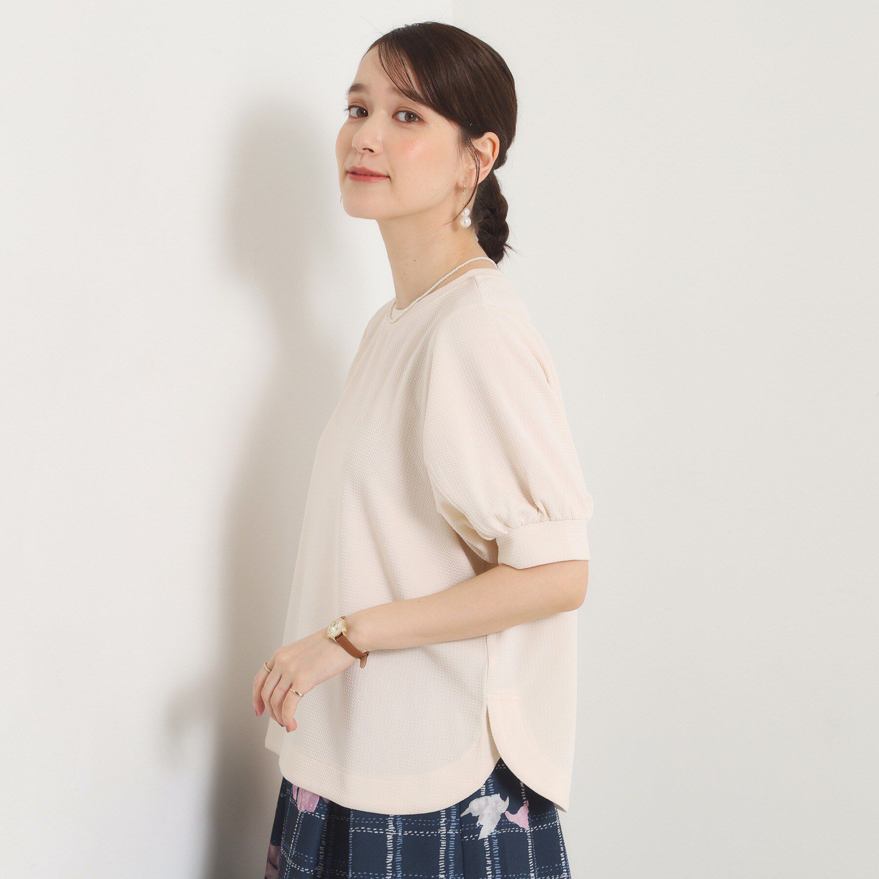 ITS&rsquo;DEMO「ふくれジャカードボリューム袖トップス」|Tシャツ・カットソー|