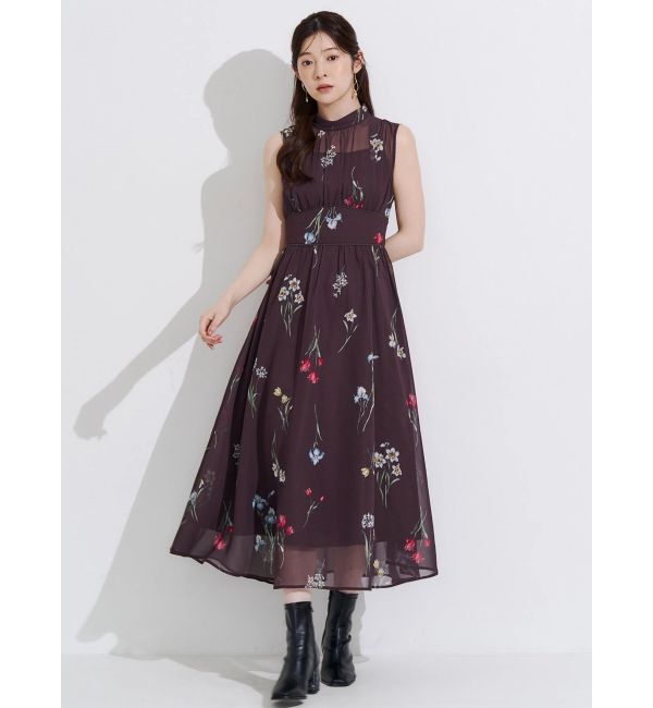 MERCURYDUO「花柄バックレースアップワンピース」|ワンピース|
