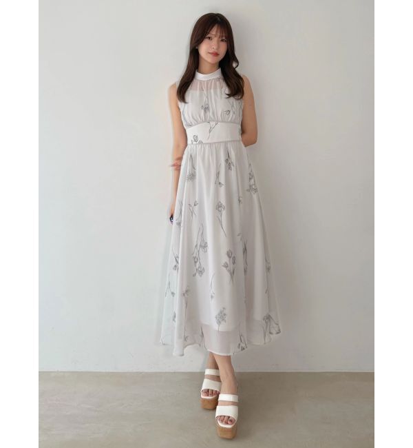 MERCURYDUO「花柄バックレースアップワンピース」|ワンピース|