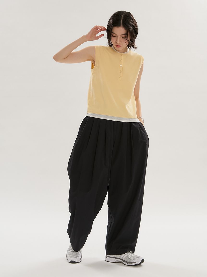 emmi atelier「レイヤードライクノースリーブニットベスト」|ニット・セーター|