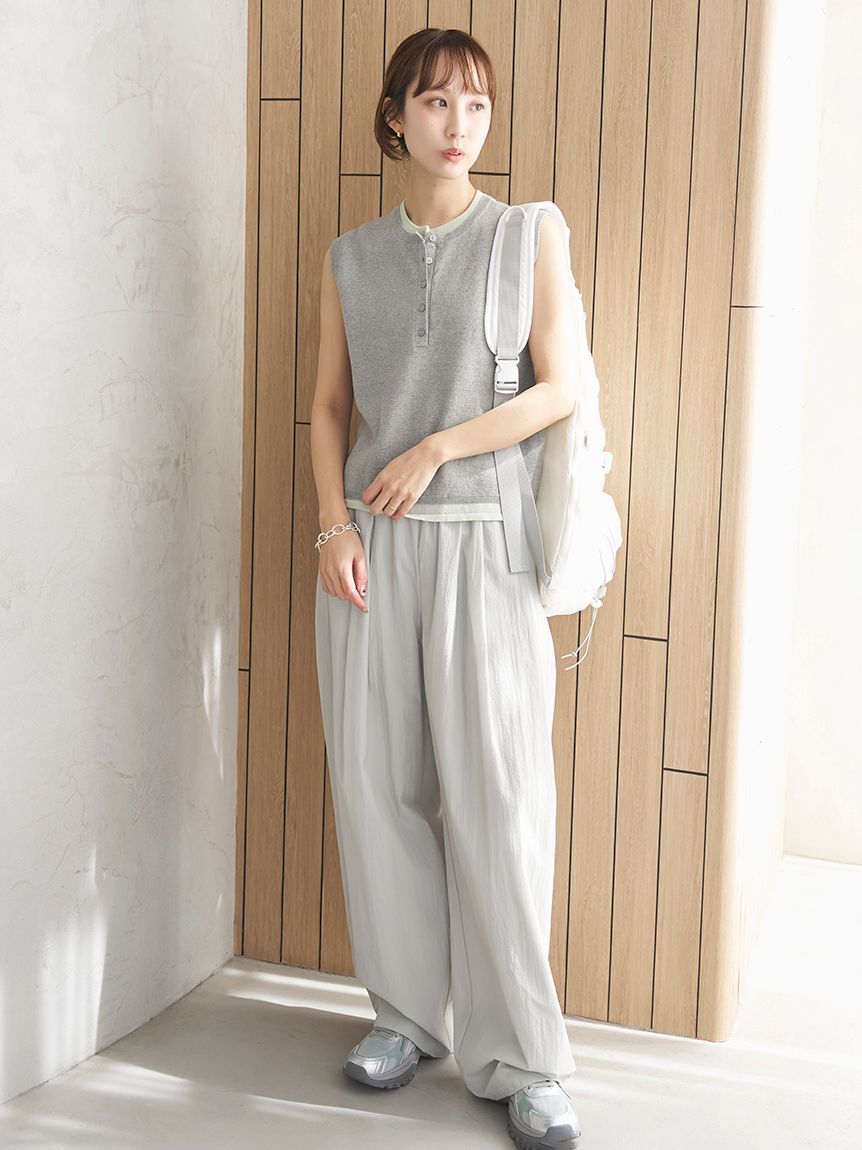 emmi atelier「レイヤードライクノースリーブニットベスト」|ニット・セーター|