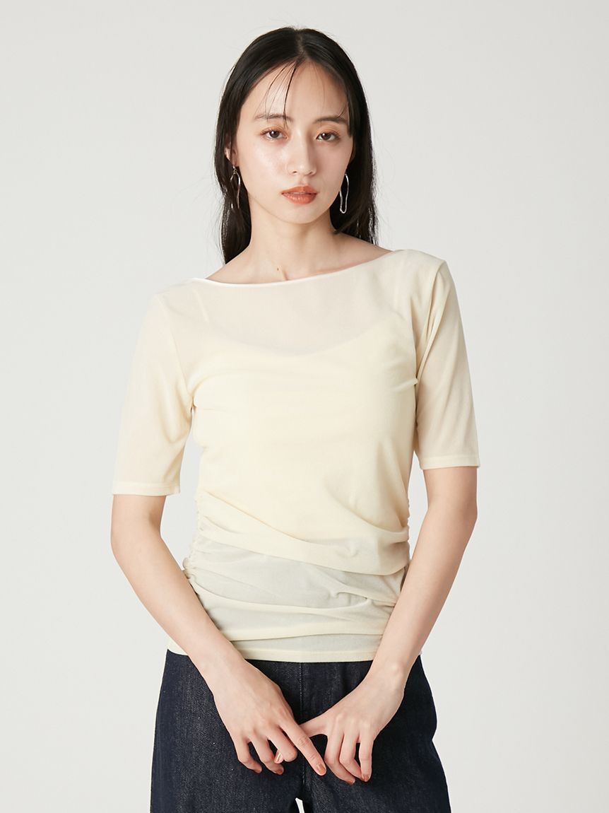 FRAY I.D「シアーベロアバックオープンTシャツ」|Tシャツ・カットソー|