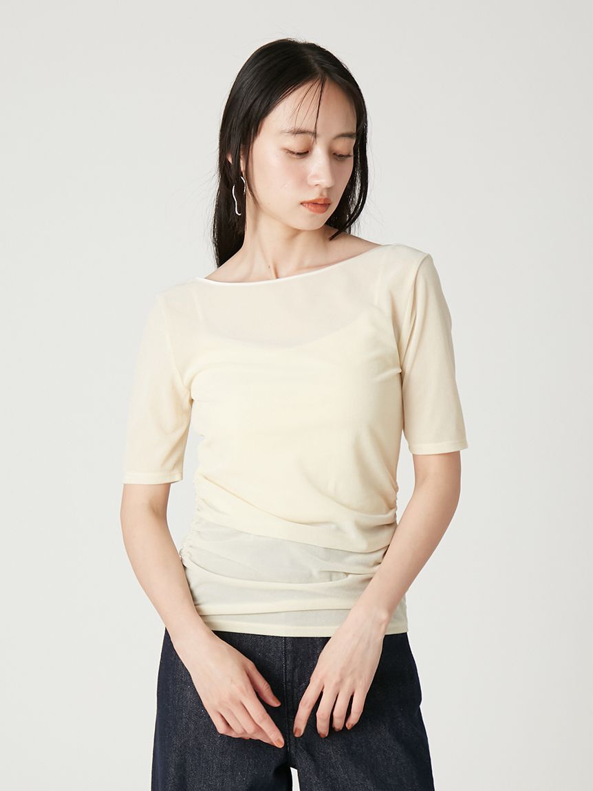 FRAY I.D「シアーベロアバックオープンTシャツ」|Tシャツ・カットソー|
