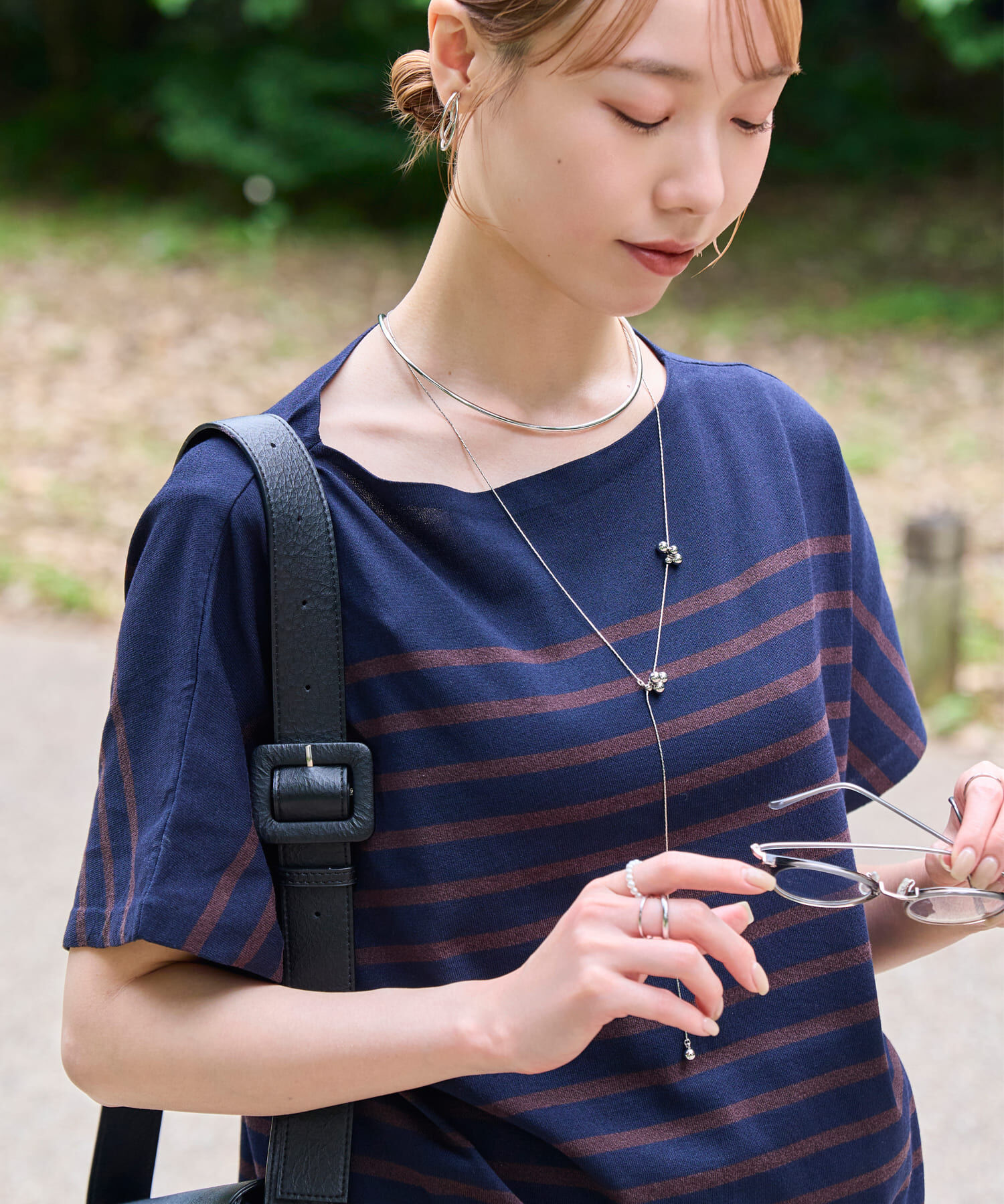 Phoebe「<2点セット>【金属アレルギー対応】2setレイヤードチョーカーロープネックレス　シルバー」|ネックレス|