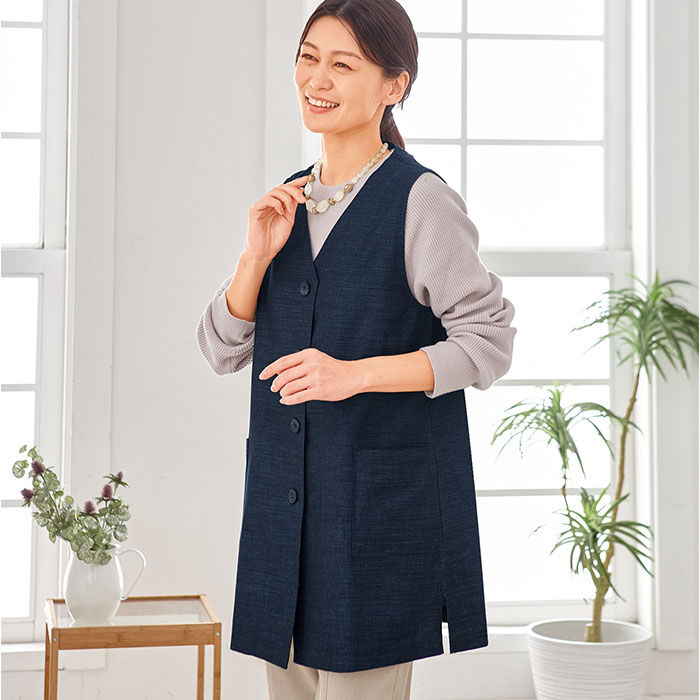 BACKYARD FAMILY「シニア レディース ベスト 通販 ジレ チョッキ 日本製 前開き トップス Aライン 体型カバー」|その他|