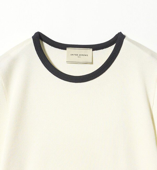 UNITED ARROWS「リブ バイカラーパイピング 五分袖 Tシャツ」|Tシャツ・カットソー|