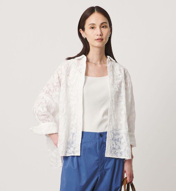 UNITED ARROWS「エンブロイダリー シアー シャツ」|シャツ・ブラウス|