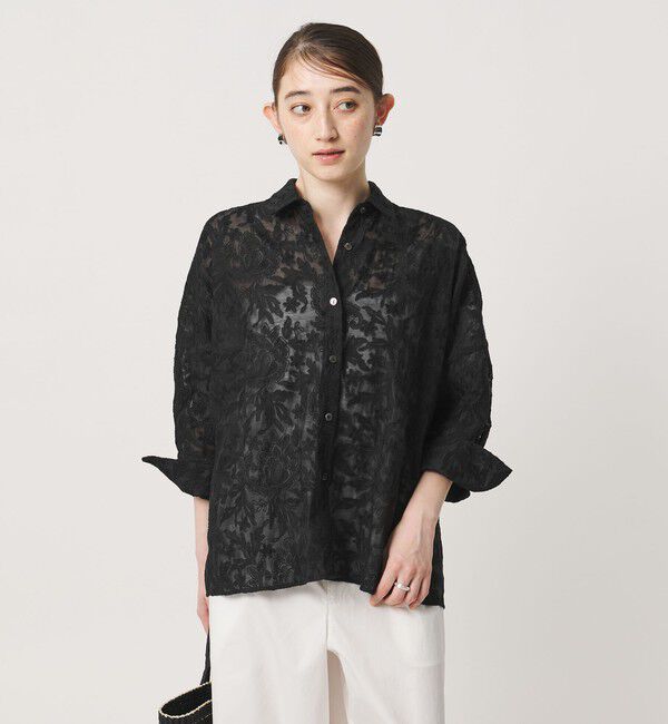 UNITED ARROWS「エンブロイダリー シアー シャツ」|シャツ・ブラウス|