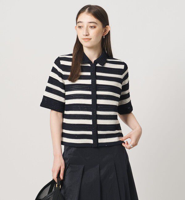 UNITED ARROWS「メッシュ スパングル カーディガン ‐ウォッシャブル‐」|カーディガン|