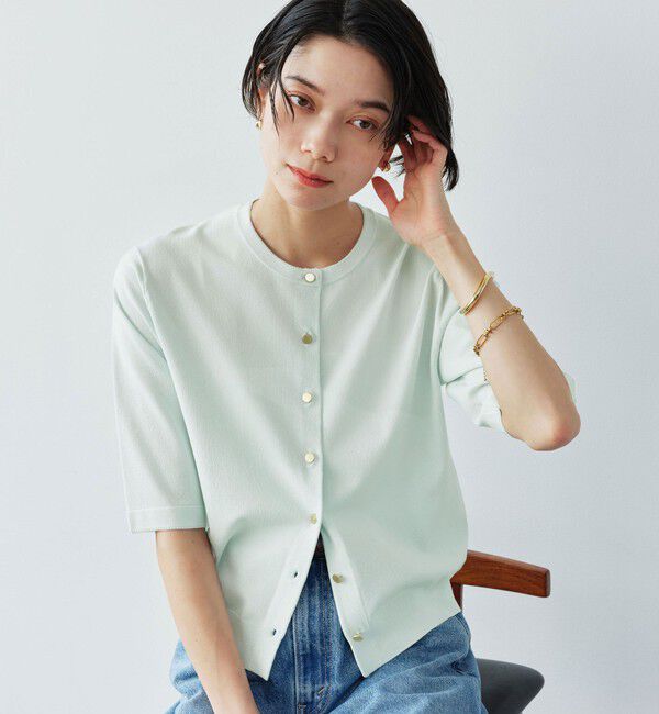 UNITED ARROWS green label relaxing「ハーフスリーブ ニット カーディガン ウォッシャブル 接触冷感 UVカット」|カーディガン|