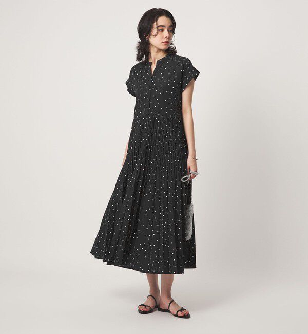 UNITED ARROWS green label relaxing「［size SHORT/TALLあり］全方位映えプリーツワンピ ドット」|ワンピース|