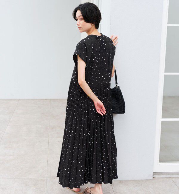 UNITED ARROWS green label relaxing「［size SHORT/TALLあり］全方位映えプリーツワンピ ドット」|ワンピース|