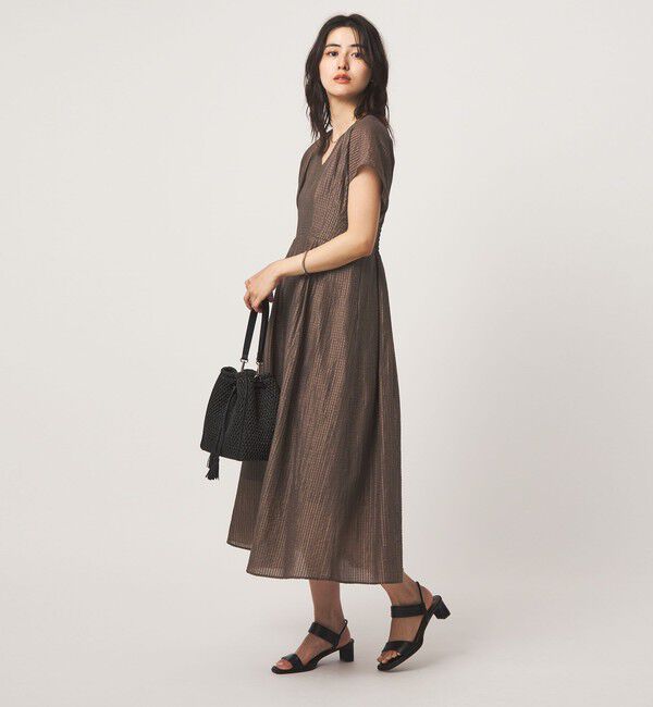 UNITED ARROWS green label relaxing「シアー チェック フレンチスリーブ ワンピース」|ワンピース|