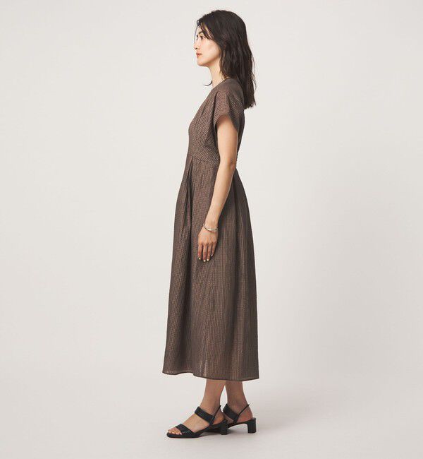 UNITED ARROWS green label relaxing「シアー チェック フレンチスリーブ ワンピース」|ワンピース|