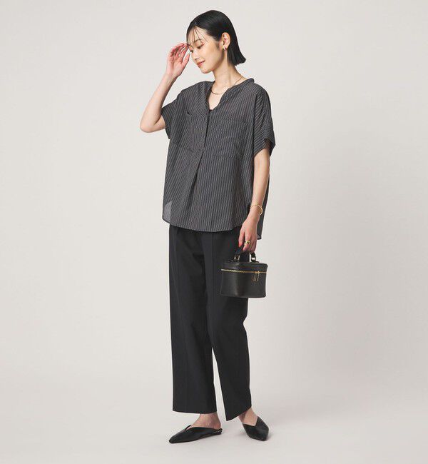 UNITED ARROWS green label relaxing「シアー ストライプ ポケット ショートスリーブ ブラウス」|シャツ・ブラウス|