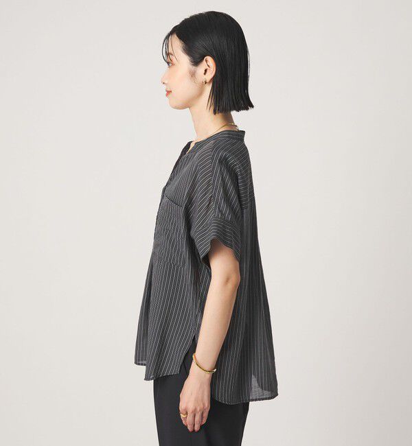 UNITED ARROWS green label relaxing「シアー ストライプ ポケット ショートスリーブ ブラウス」|シャツ・ブラウス|