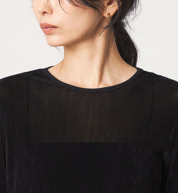 UNITED ARROWS green label relaxing「シアー フロッキー ラメ ロングスリーブ プルオーバー」|Tシャツ・カットソー|