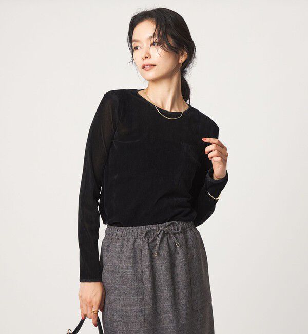 UNITED ARROWS green label relaxing「シアー フロッキー ラメ ロングスリーブ プルオーバー」|Tシャツ・カットソー|