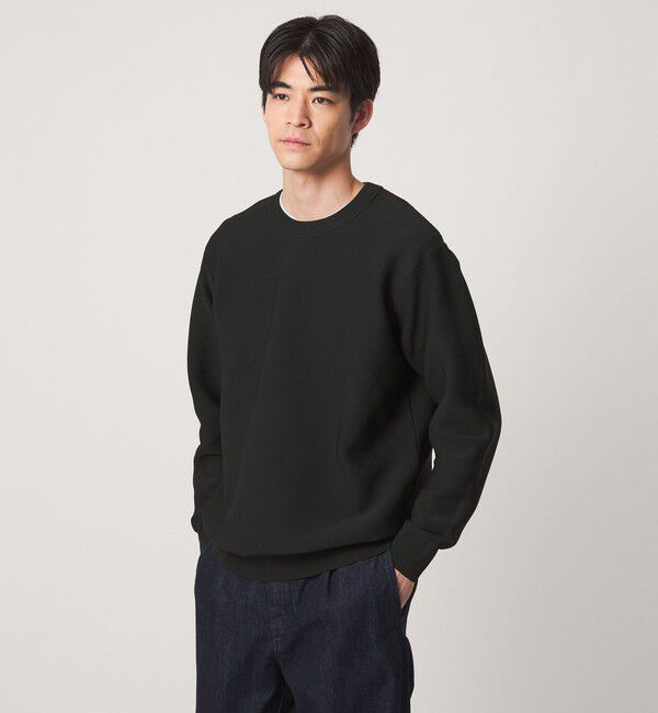 UNITED ARROWS green label relaxing「【WEB限定】ガーター編み クルーネック ニット」|ニット・セーター|BLACK