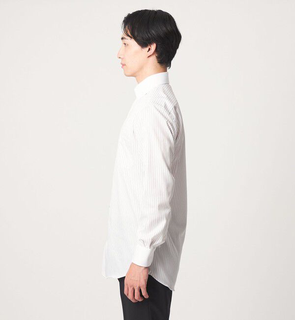 UNITED ARROWS green label relaxing「コットン ツイル ストライプ クレリック ワイドカラー ドレスシャツ -イージーアイロン-」|シャツ・ブラウス|