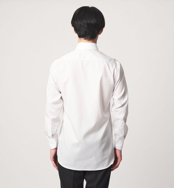 UNITED ARROWS green label relaxing「コットン ツイル ストライプ クレリック ワイドカラー ドレスシャツ -イージーアイロン-」|シャツ・ブラウス|